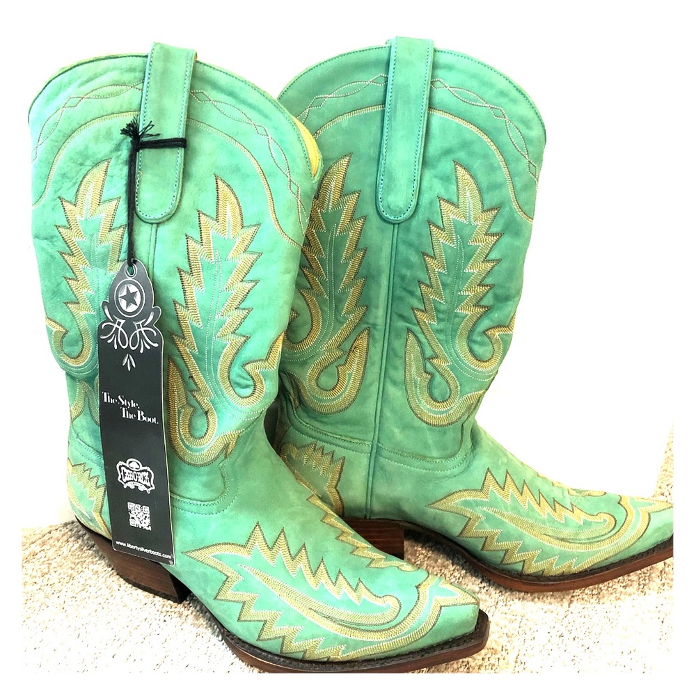 Caborca womens turquoise Cowboy boots  size 8